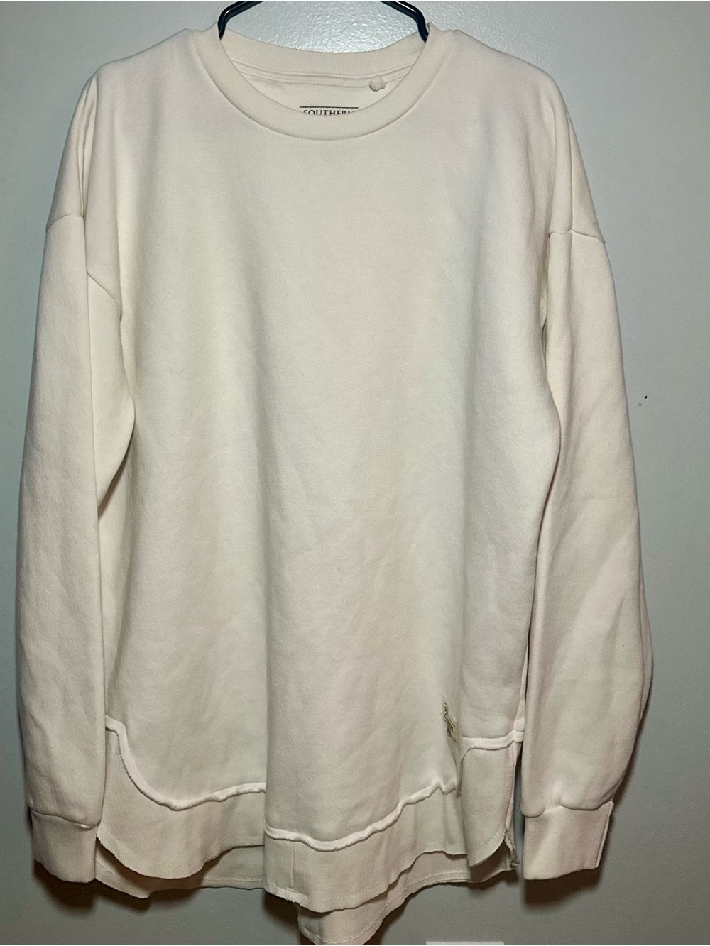 Southern Couture Ivory Cream Long Sleeve Pullover Sweatshirt XL